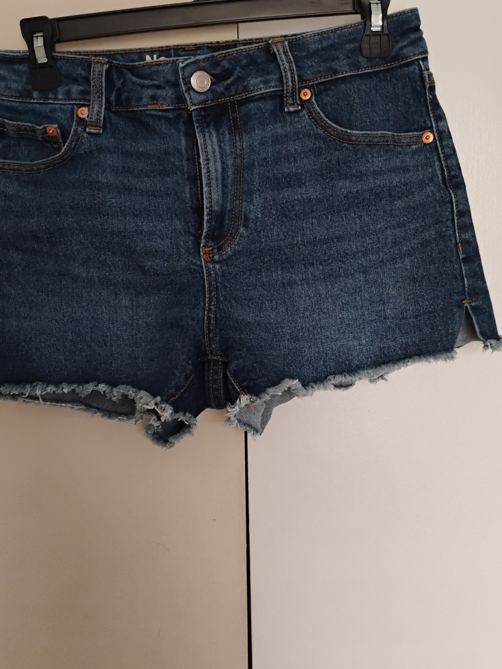No Boundaries Dark Blue Raw Hem Denim Shorts
